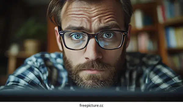 Closeup Portrait of a Focused Man