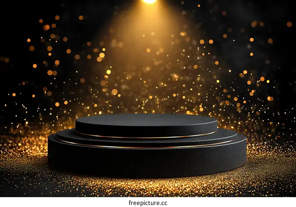 Black and Gold Podium Display Background