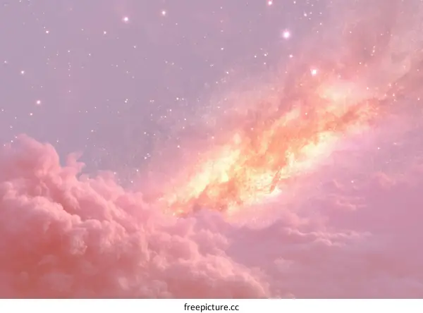 Pastel Pink Sky with Starry Cloudscape