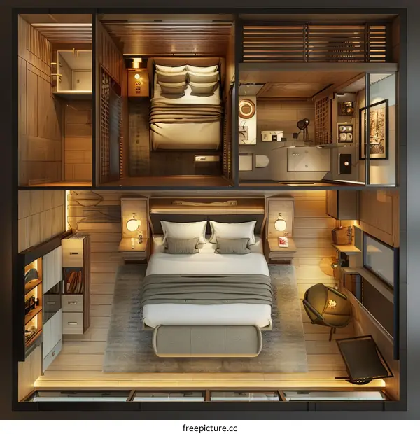 Small Modern Wooden Bedroom Interior Design