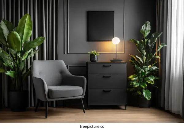 Modern Dark Gray Living Room Interior Design