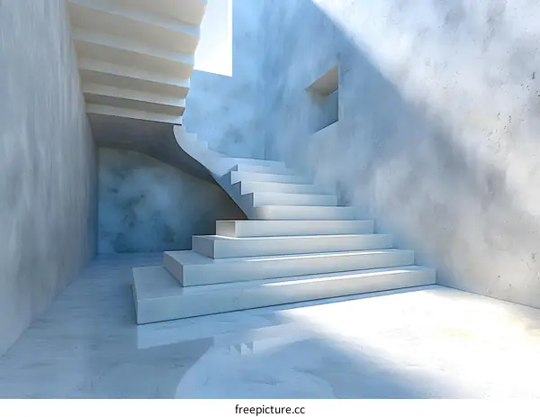 Modern Concrete Stairs and Window Architecture Design
