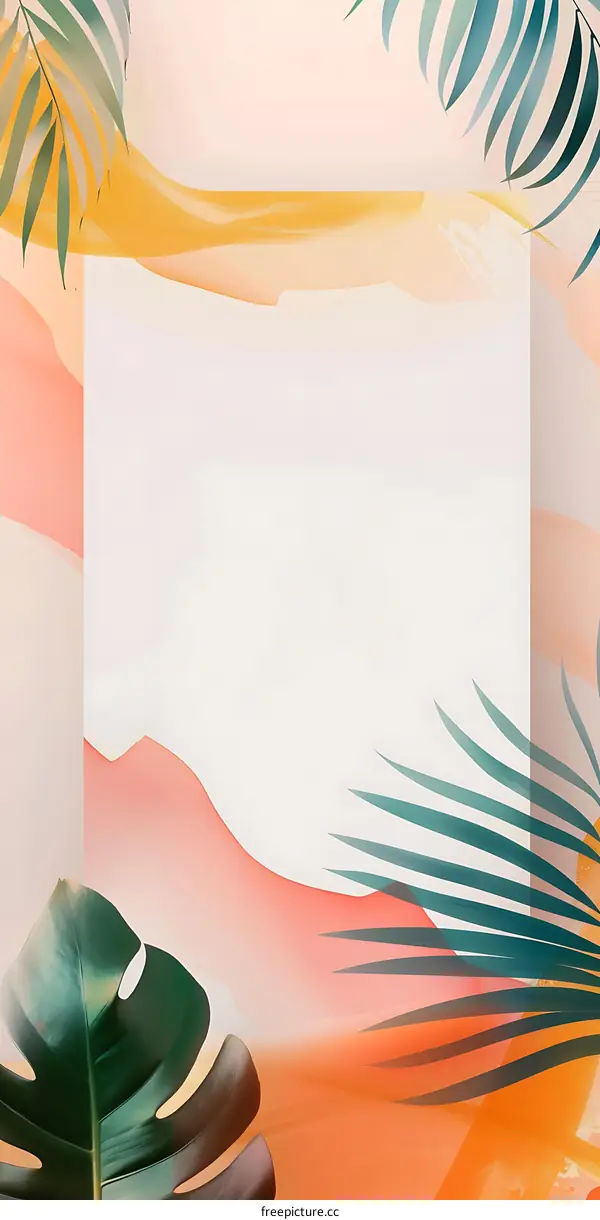 Tropical Leaf Watercolor Abstract Background