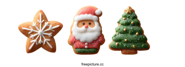 [Transparent Background PNG]Christmas Cookies with Santa Claus and Christmas Tree