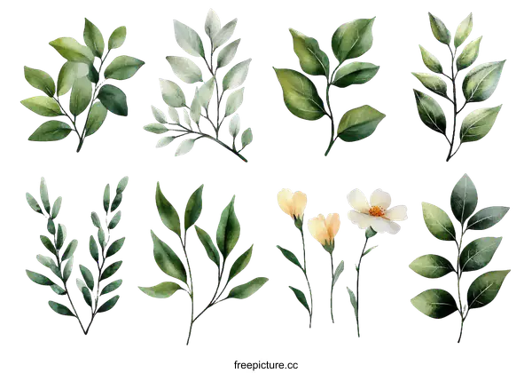 [Transparent Background PNG]Watercolor Botanical Illustration Collection