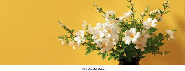 Springtime Floral Arrangement on a Yellow Background