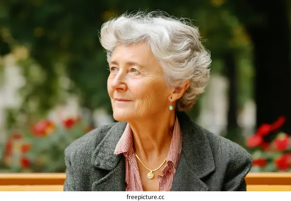 Elderly Caucasian Woman Outdoor Portrait