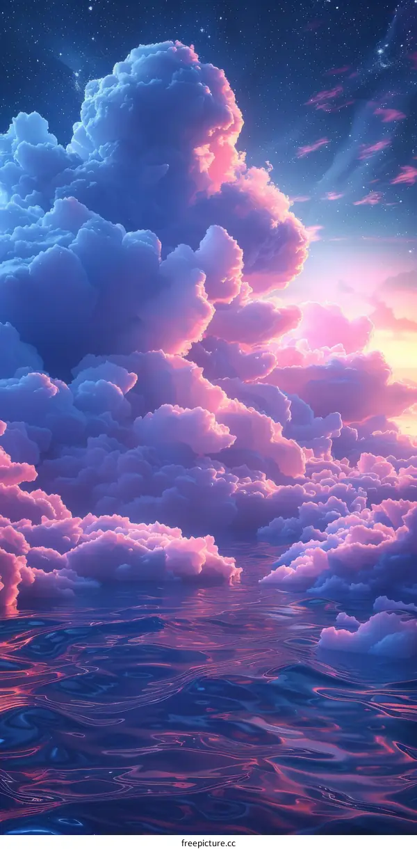 梦幻般的云彩与星空