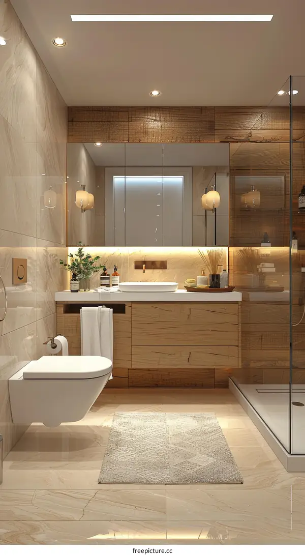 Modern Stylish Wooden Bathroom Interior Design