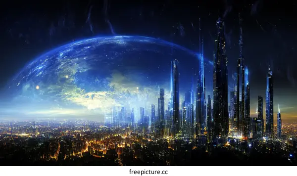 Futuristic City Above Earth