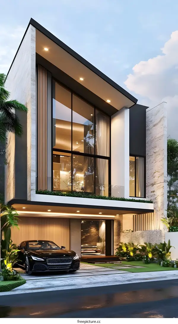 Modern Minimalist House Design With Car In Front