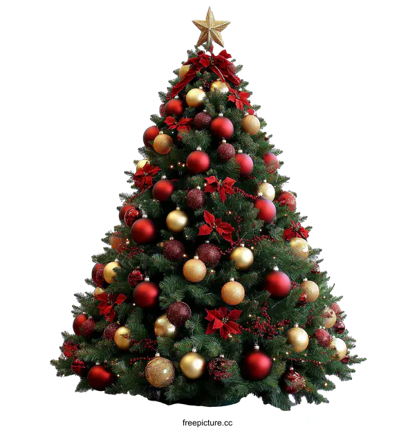 [Transparent Background PNG]Christmas Tree Decorated with Ornaments