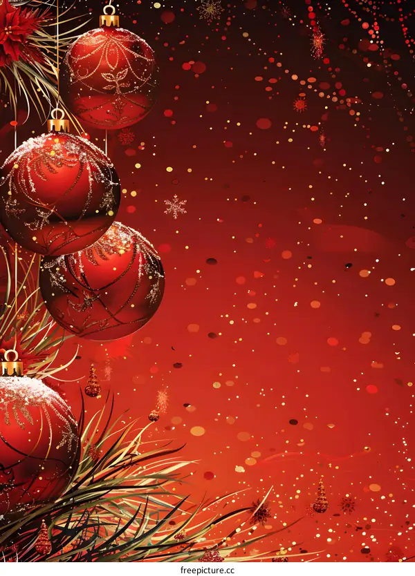 Christmas red balls with fir branches