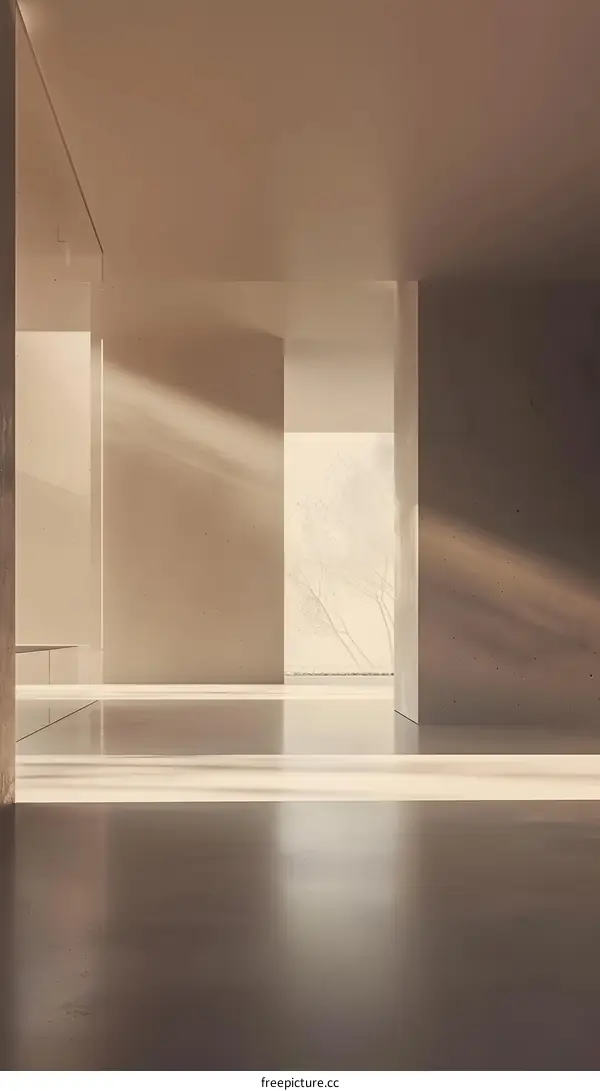 Minimalist Concrete Interior Design With Sunlight