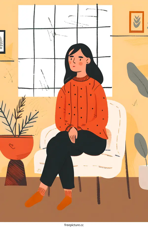 Woman Sitting In A Chair By The Window