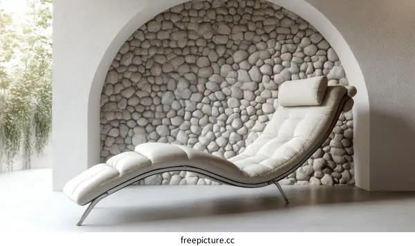 Modern Relaxing Recliner Chair in a Stone Archway