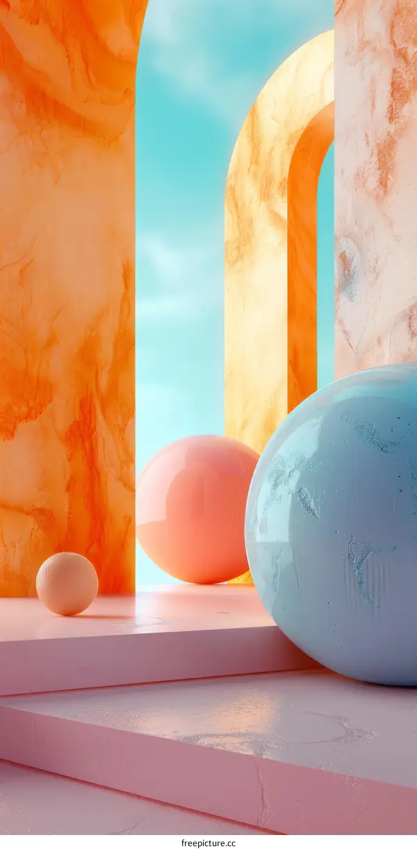 Pink and blue pastel surreal minimal 3D render