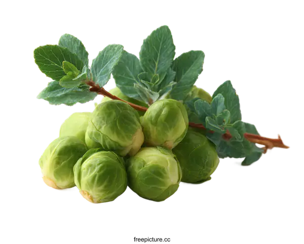 [Transparent Background PNG]Fresh Brussels Sprouts with Herbs