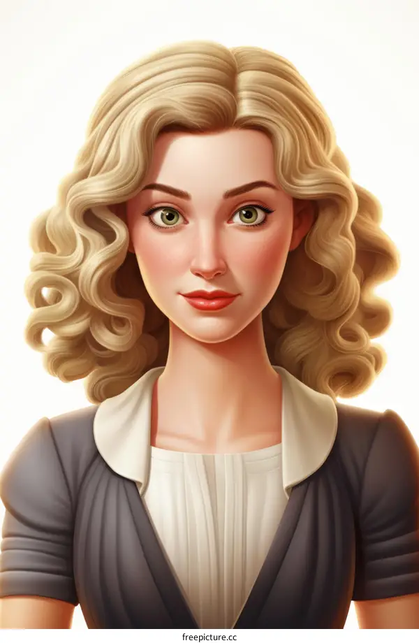 Portrait of a beautiful woman with blond hair and green eyes