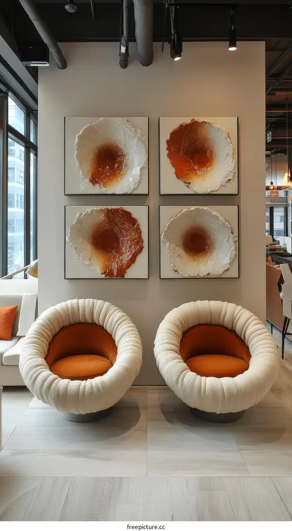 Modern Interior Design with Abstract Wall Art and Comfortable Seating