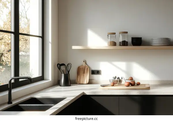 Modern Kitchen Interior Design with Sunlight