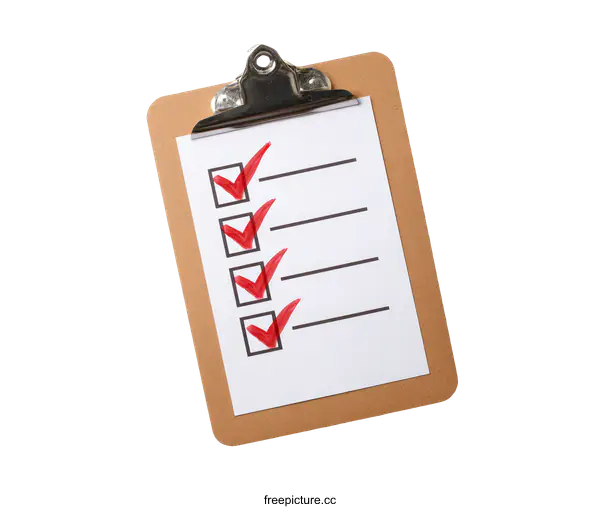 [Transparent Background PNG]Checklist on Clipboard for Productivity