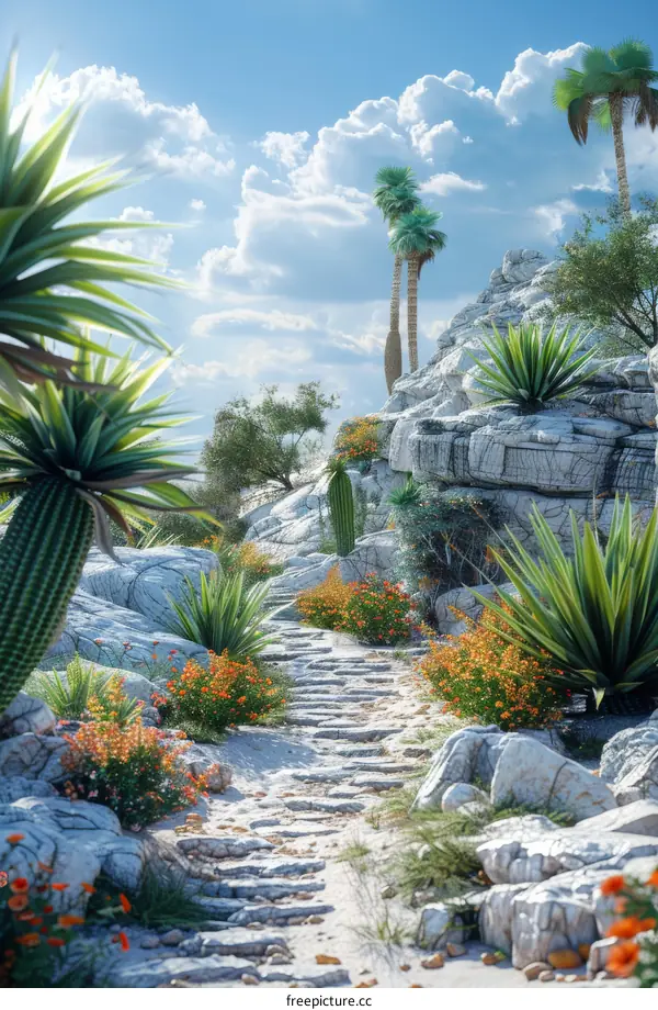 Pathway Through a Desert Oasis