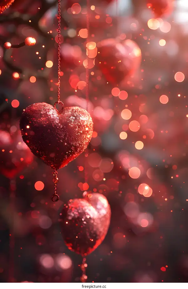 Red heart-shaped ornaments