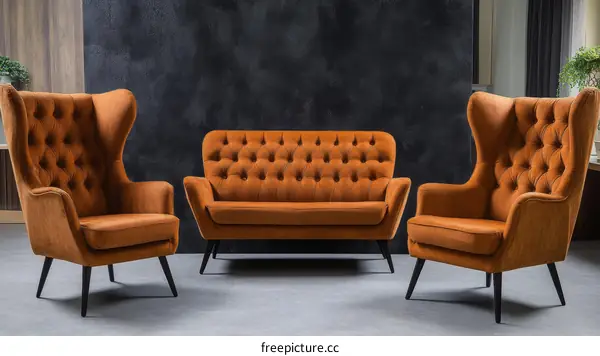 Modern Chesterfield Style Living Room Set