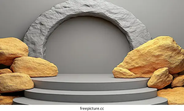 Abstract Stone Display Stage Design