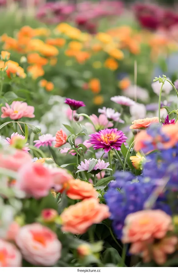 Colorful Flower Garden with Blooming Flowers
