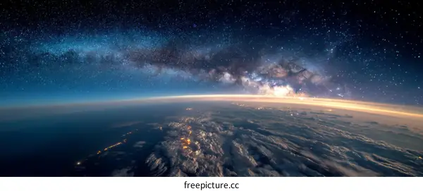 Milky Way View From Space Over Earth