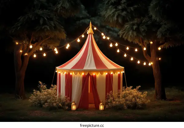 Enchanted Night Circus Tent in a Forest