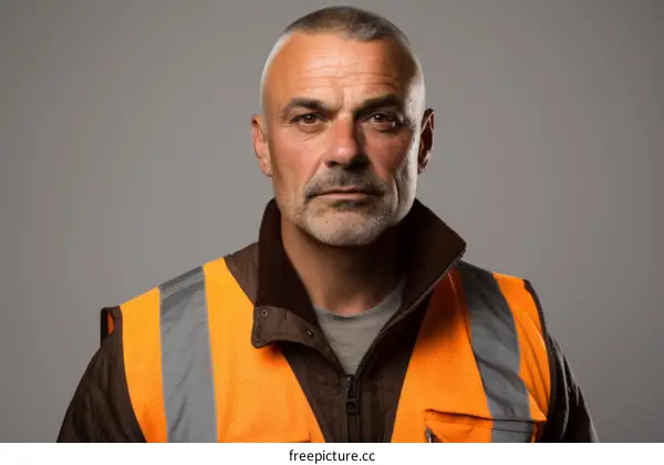 Portrait of a male construction worker wearing a reflective safety vest