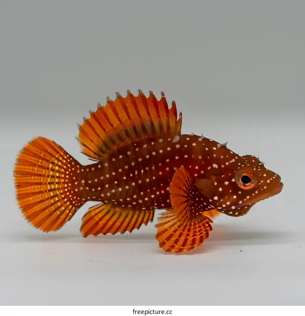 A Colorful Fish with White Spots on a White Background