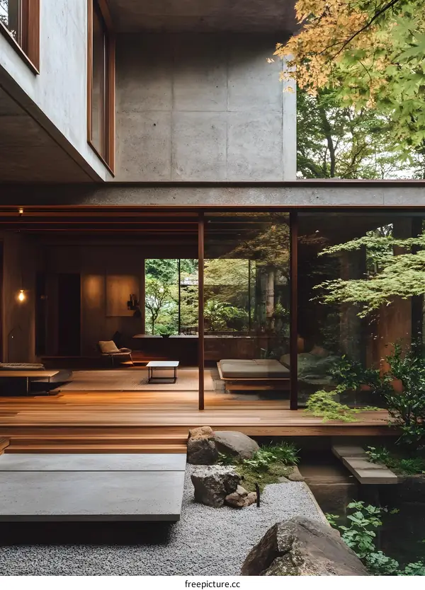 Modern Japanese Architecture with a Zen Garden