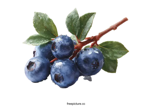 [Transparent Background PNG]Fresh and Juicy Blueberries on a Branch