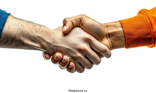 [Transparent Background PNG]Handshake of Two Different Ethnicities