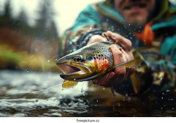 Fly Fishing for Brown Trout in the River