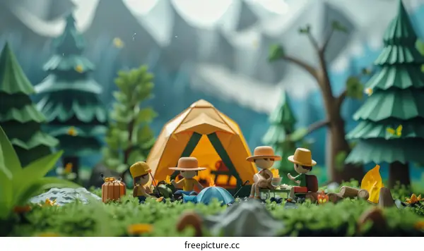 Friends Camping and Having Fun under a Starry Sky