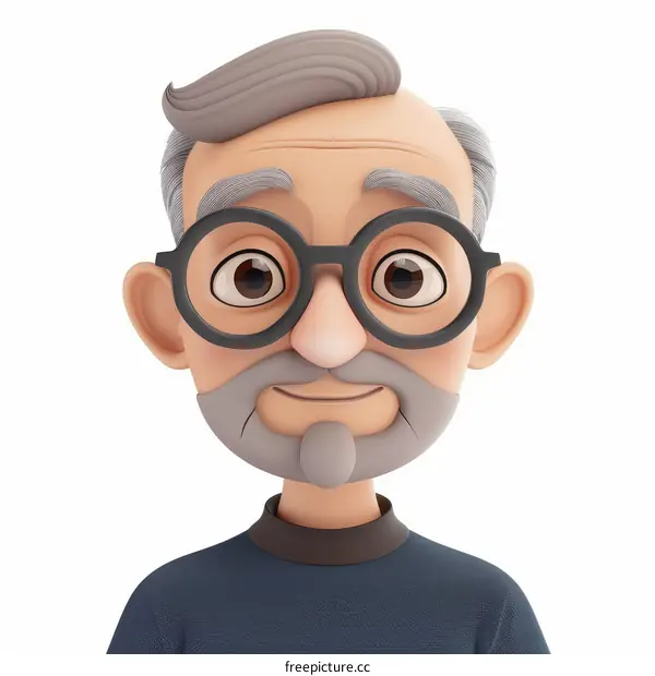 3D rendering of a senior male cartoon character