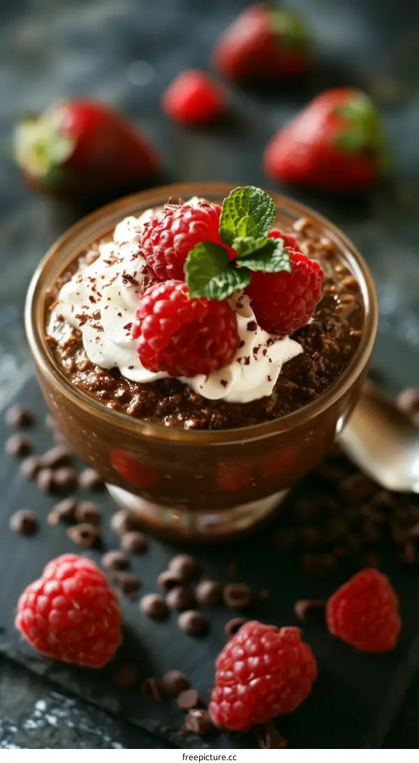 Decadent Chocolate Chia Seed Pudding with Raspberries