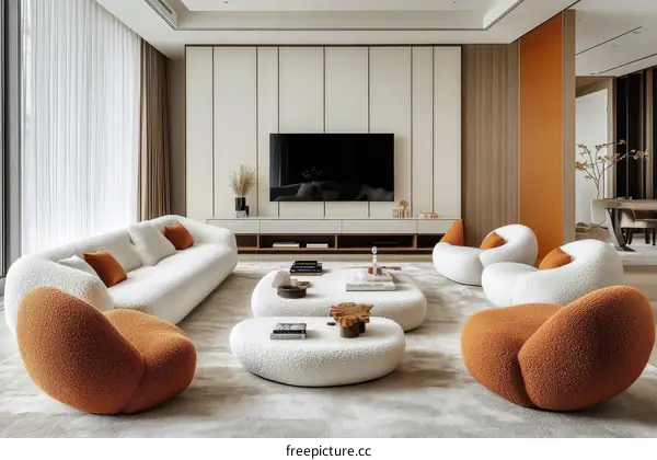 Modern Living Room Interior Design with Plush Furniture