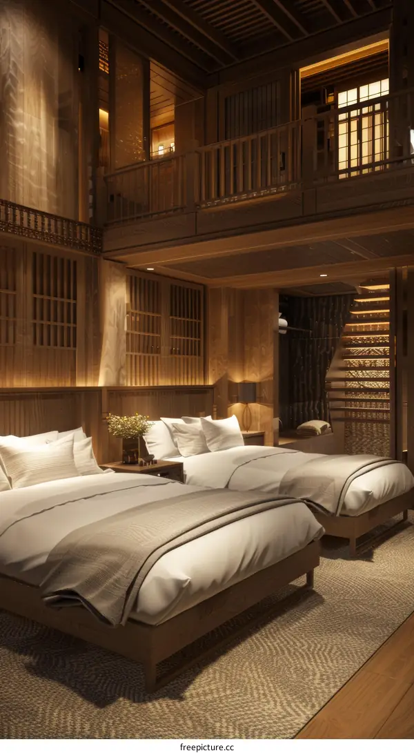 Japanese Style Hotel Room with Tatami & Shoji Screen