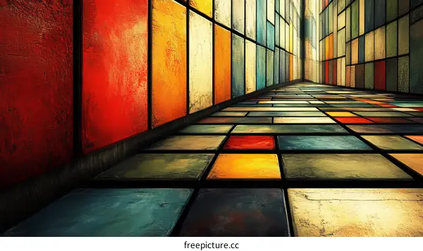 Colorful Geometric Interior Corridor