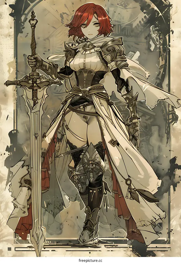 Fantasy Female Warrior with Sword and Armor