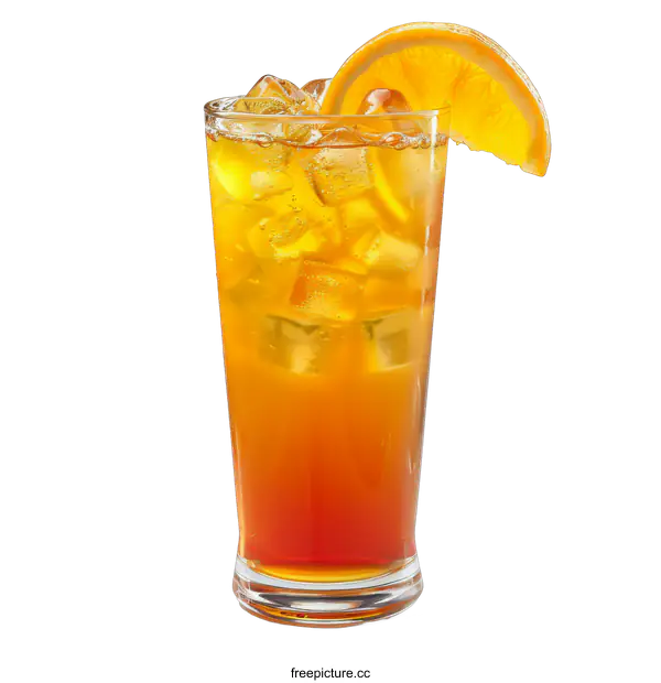 [Transparent Background PNG]refreshing orange cocktail in a glass with ice
