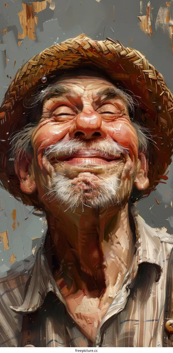Happy Old Man Portrait Illustration