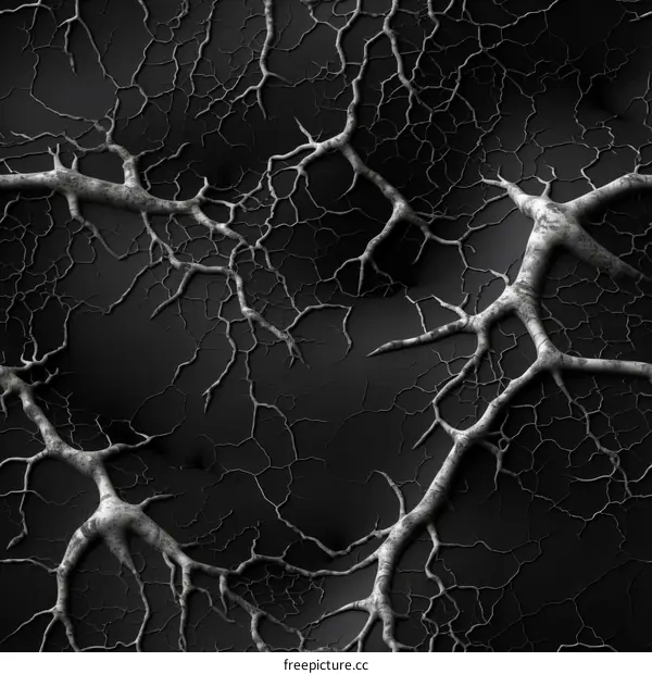 Black and white tree roots illustration