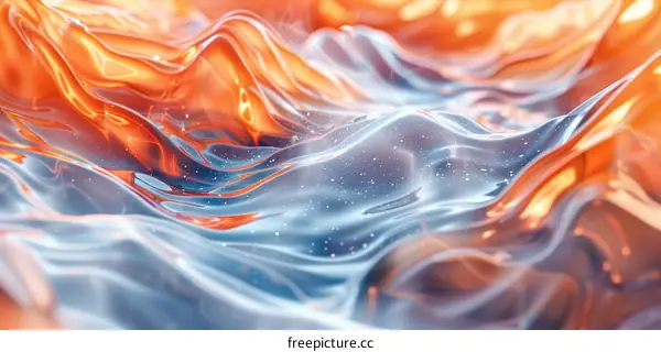 Abstract Liquid Wave Forms with Orange and Blue Colors